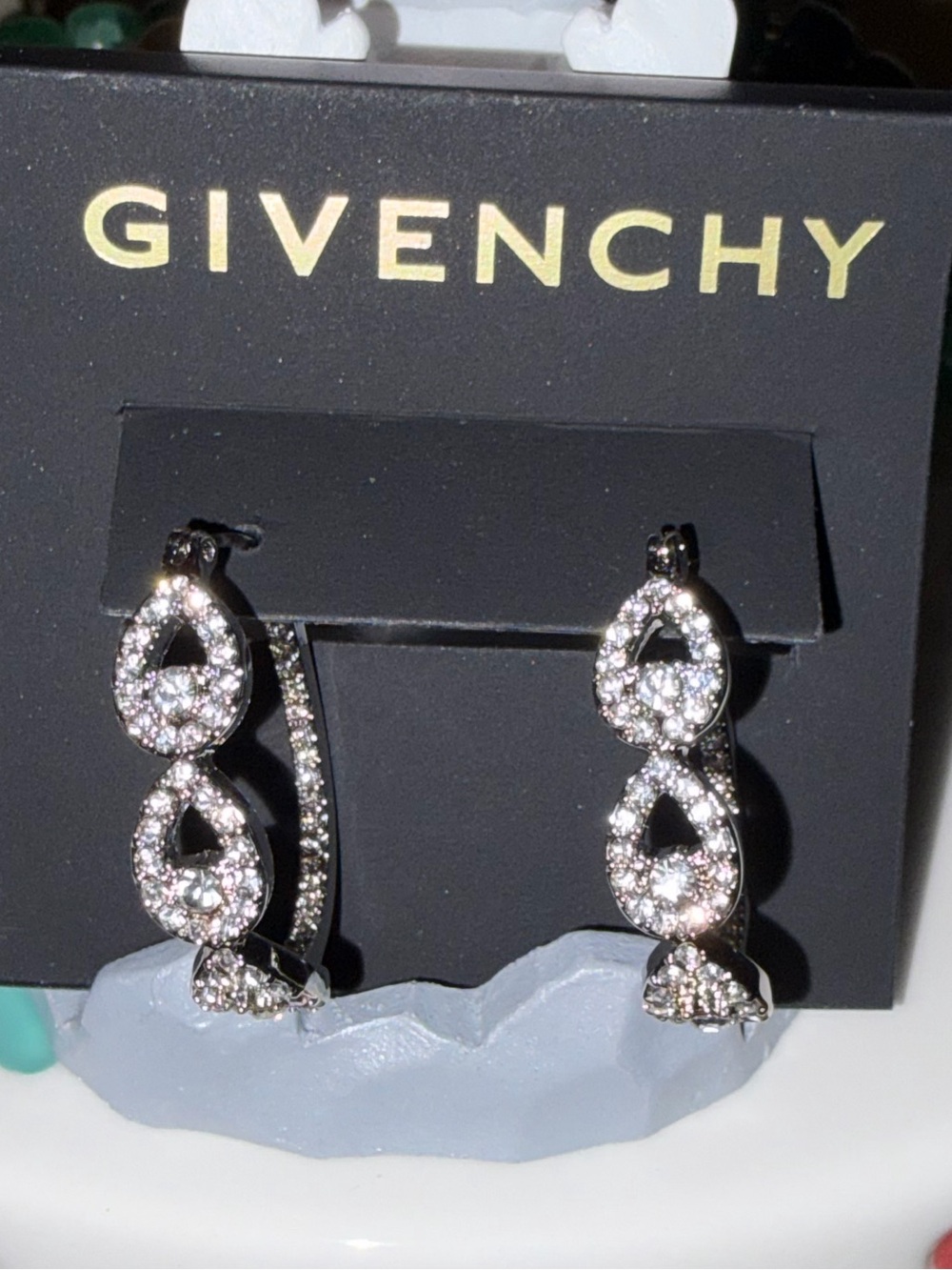 Givenchy Silver-Tone Pave Earrings